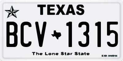TX license plate BCV1315