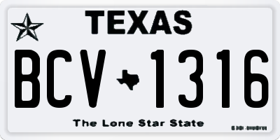 TX license plate BCV1316