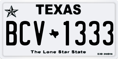 TX license plate BCV1333