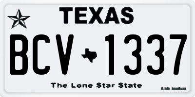 TX license plate BCV1337