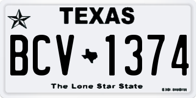 TX license plate BCV1374