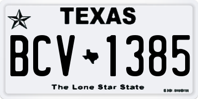 TX license plate BCV1385