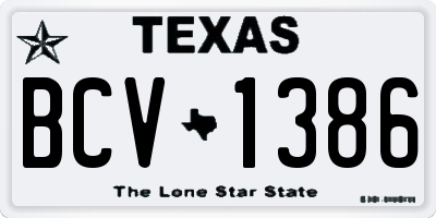TX license plate BCV1386