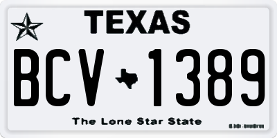 TX license plate BCV1389