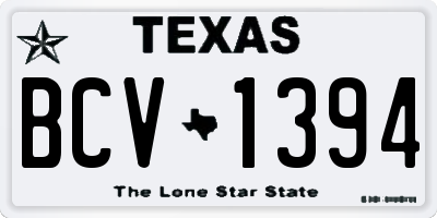 TX license plate BCV1394