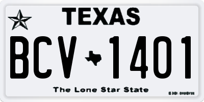 TX license plate BCV1401