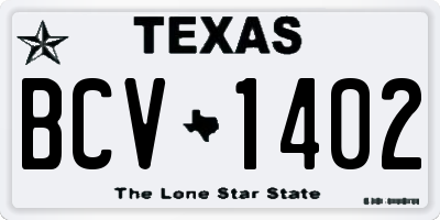 TX license plate BCV1402