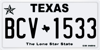 TX license plate BCV1533