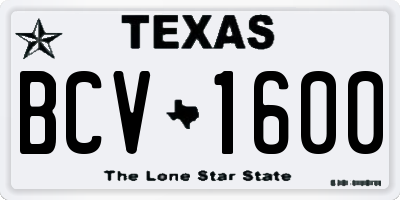 TX license plate BCV1600