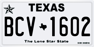 TX license plate BCV1602