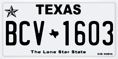 TX license plate BCV1603