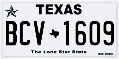 TX license plate BCV1609