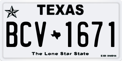 TX license plate BCV1671