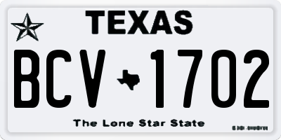 TX license plate BCV1702