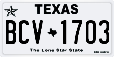 TX license plate BCV1703