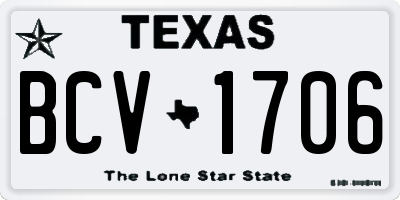 TX license plate BCV1706