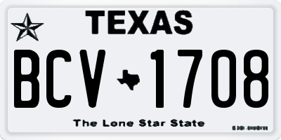 TX license plate BCV1708
