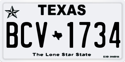TX license plate BCV1734