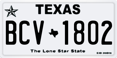 TX license plate BCV1802
