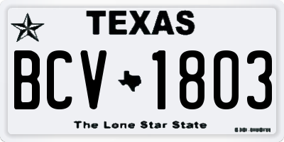 TX license plate BCV1803
