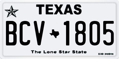 TX license plate BCV1805