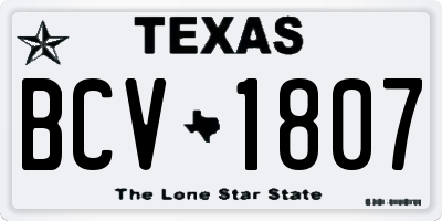 TX license plate BCV1807