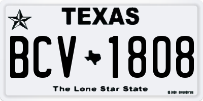 TX license plate BCV1808