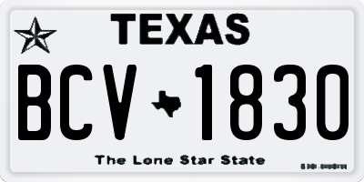 TX license plate BCV1830