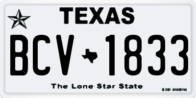 TX license plate BCV1833