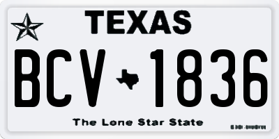 TX license plate BCV1836