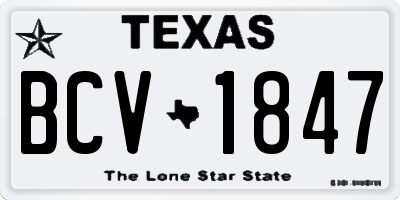 TX license plate BCV1847