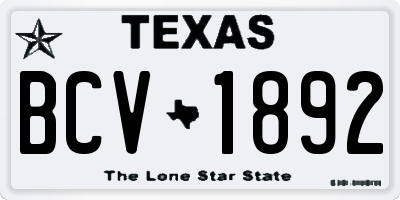 TX license plate BCV1892