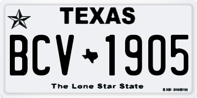 TX license plate BCV1905