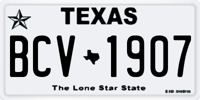 TX license plate BCV1907