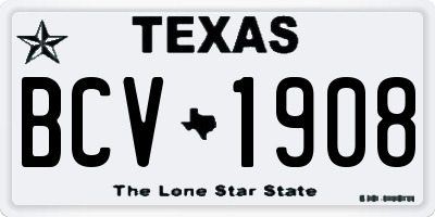 TX license plate BCV1908
