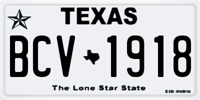 TX license plate BCV1918