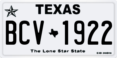 TX license plate BCV1922