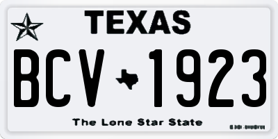 TX license plate BCV1923