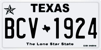 TX license plate BCV1924