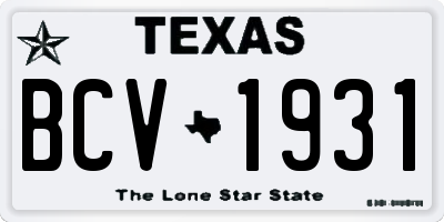 TX license plate BCV1931