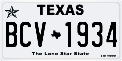 TX license plate BCV1934