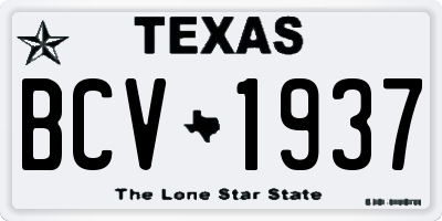 TX license plate BCV1937