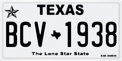 TX license plate BCV1938