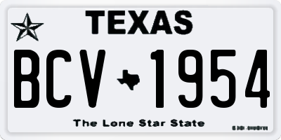 TX license plate BCV1954