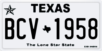 TX license plate BCV1958