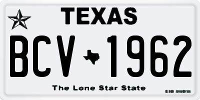 TX license plate BCV1962