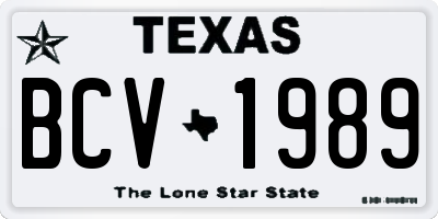 TX license plate BCV1989