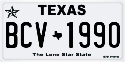 TX license plate BCV1990