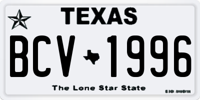 TX license plate BCV1996