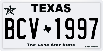 TX license plate BCV1997